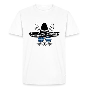 Greek Easter With Sombrero Cat - Men's Premium Organic T-Shirt - white - Front - Nico (187cm)