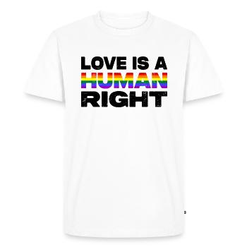 L’amour est un droit humain LGBTQIA + CSD Gay Pride - T-shirt Premium bio Homme - blanc - Devant - Nico (187cm)
