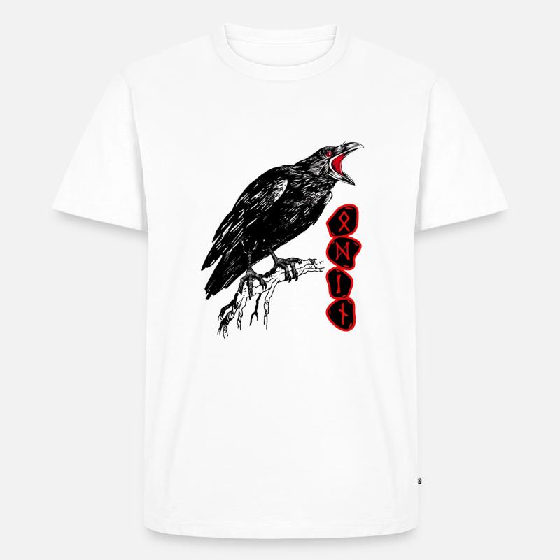 DER RABE - Männer Premium Bio T-Shirt - Weiß