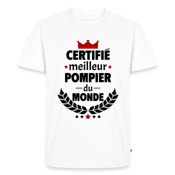 Certifié meilleur pompier du monde, cadeau de noël - T-shirt Premium bio Homme - blanc - Devant - Nico (187cm)