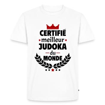 Certifié meilleur judoka du monde, cadeau de noël - T-shirt Premium bio Homme - blanc - Devant - Nico (187cm)