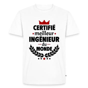Certifié meilleur ingénieur du monde,cadeau noël - T-shirt Premium bio Homme - blanc - Devant - Nico (187cm)
