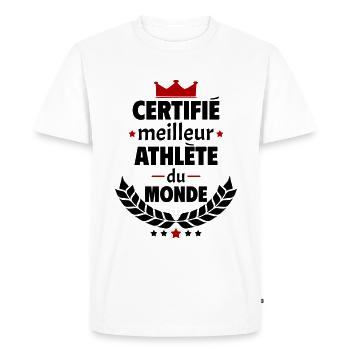 Certifié meilleur athlète, fête des pères, noël - T-shirt Premium bio Homme - blanc - Devant - Nico (187cm)