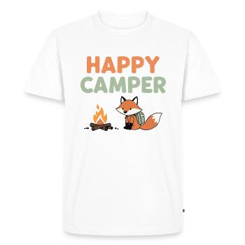 Happy Camper Fox au feu de camp - T-shirt Premium bio Homme - blanc - Devant - Nico (187cm)