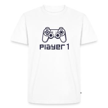 Joueur 1 Contrôleur de jeu PS - T-shirt Premium bio Homme - blanc - Devant - Nico (187cm)