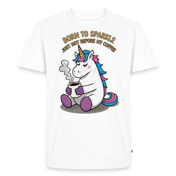 La licorne aime le café - T-shirt Premium bio Homme - blanc - Devant - Nico (187cm)