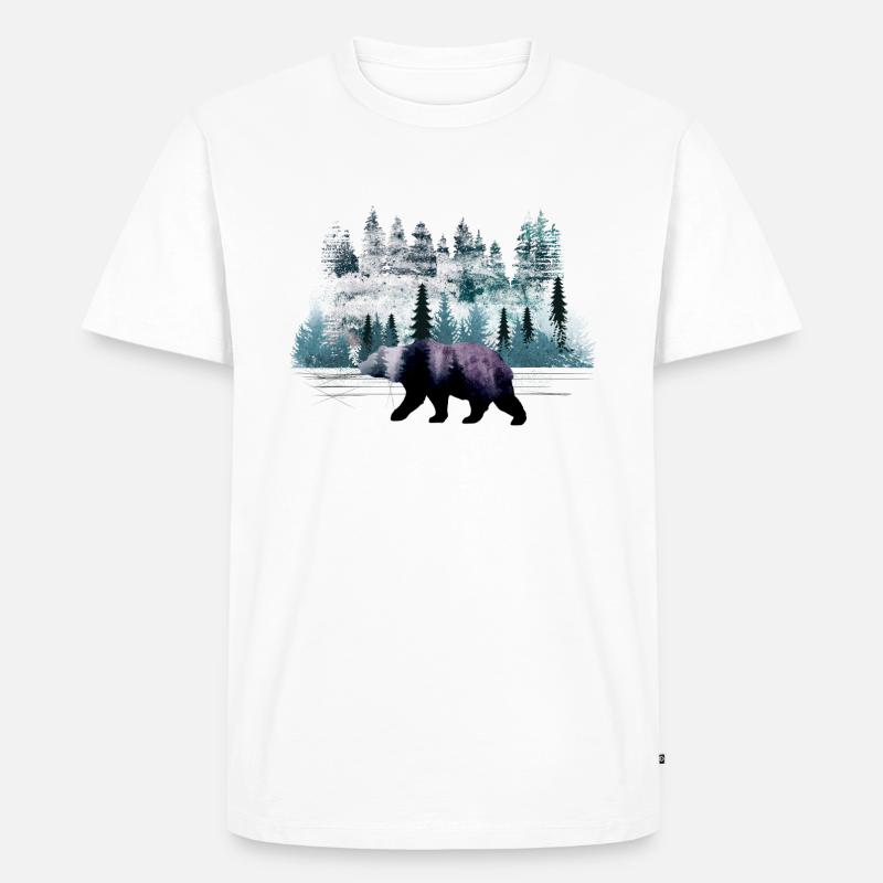 Bär auf Wanderschaft - Männer Premium Bio T-Shirt - Weiß