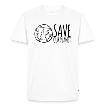 Sauvez notre planète - T-shirt Premium bio Homme - blanc - Devant - Nico (187cm)