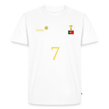 Equipe Portugal de football, numéro 7 - T-shirt Premium bio Homme - blanc - Devant - Nico (187cm)