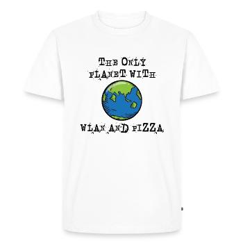 La seule planète avec Wi-Fi et pizza - T-shirt Premium bio Homme - blanc - Devant - Nico (187cm)