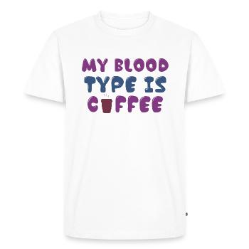 Mon groupe sanguin est le café - Drôle de dicton de café - T-shirt Premium bio Homme - blanc - Devant - Nico (187cm)