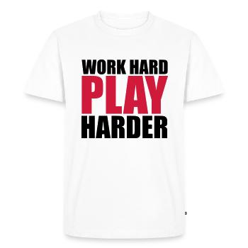 Work Hard - T-shirt Premium bio Homme - blanc - Devant - Nico (187cm)