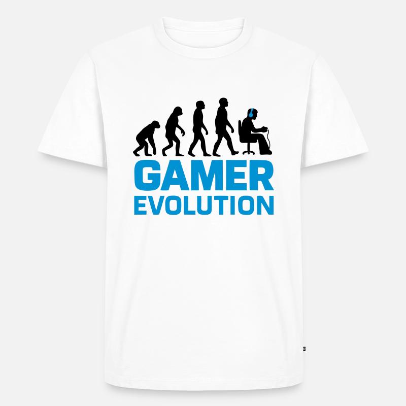 Gamer Evolution Gaming Geek - Männer Premium Bio T-Shirt - Weiß