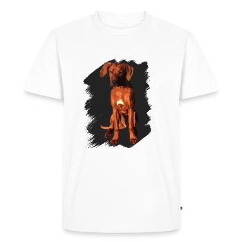 Rhodesian Ridgeback sur fond noir - T-shirt Premium bio Homme - blanc - Devant - Nico (187cm)