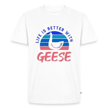 Life With Geese Wildlife Cute Goose Birds - Men's Premium Organic T-Shirt - white - Front - Nico (187cm)