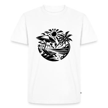 Icône Été Soleil Mer - T-shirt Premium bio Homme - blanc - Devant - Nico (187cm)