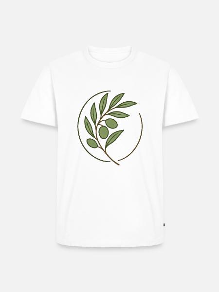 Ramoscello d'ulivo - pace, speranza e nuovi inizi - Maglietta ecologica premium da uomo - bianco
