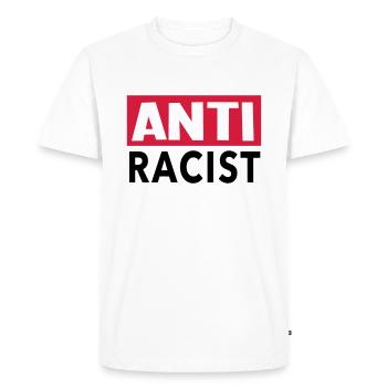 Anti Racist - Chemise de racisme ANSTI - T-shirt Premium bio Homme - blanc - Devant - Nico (187cm)