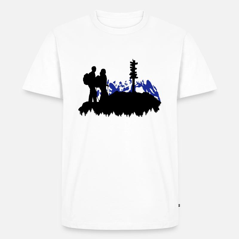 Berg Wandern - Wanderer - Männer Premium Bio T-Shirt - Weiß