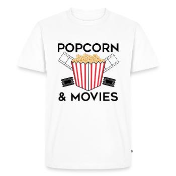 Salty Popcorn Ironic Saying Popcorn and Movies - Men's Premium Organic T-Shirt - white - Front - Nico (187cm)
