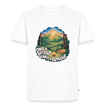 Campeur un jour, campeur toujours, expérience de la nature à l’état pur - T-shirt Premium bio Homme - blanc - Devant - Nico (187cm)