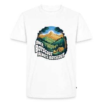 Campeur un jour, campeur toujours, expérience de la nature à l’état pur - T-shirt Premium bio Homme - blanc - Devant - Nico (187cm)