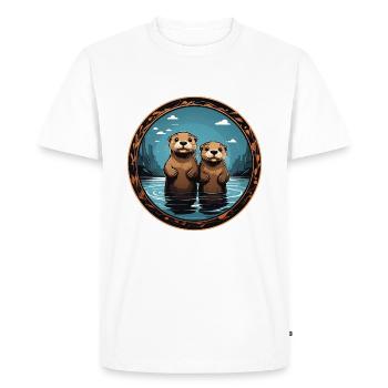 Friends Two otters in love in the water - Men's Premium Organic T-Shirt - white - Front - Nico (187cm)