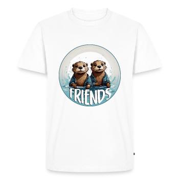 Friends Two otters in love in the water - Men's Premium Organic T-Shirt - white - Front - Nico (187cm)