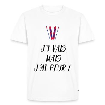 J'y vais mais j'ai peur ! Les Bronzés font du ski - T-shirt Premium bio Homme - blanc - Devant - Nico (187cm)