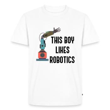 Un garçon aime les robots Ingénierie robotique - T-shirt Premium bio Homme - blanc - Devant - Nico (187cm)