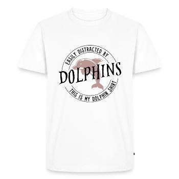 Distrait par les dauphins Animaux marins Océan - T-shirt Premium bio Homme - blanc - Devant - Nico (187cm)