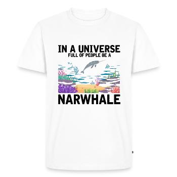 Narval Licorne Baleine Baleines Mer Océan Biologie - T-shirt Premium bio Homme - blanc - Devant - Nico (187cm)