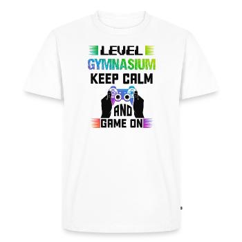 Niveau GYMNASIUM garder son calme et jouer sur - T-shirt Premium bio Homme - blanc - Devant - Nico (187cm)