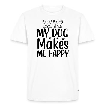 Mon chien me rend heureux - T-shirt Premium bio Homme - blanc - Devant - Nico (187cm)