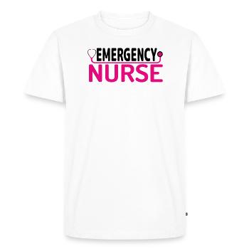 Infirmière d’urgence - T-shirt Premium bio Homme - blanc - Devant - Nico (187cm)