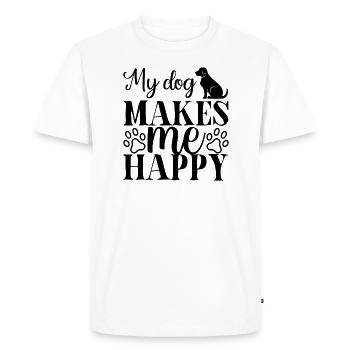 Mon chien me rend heureux - T-shirt Premium bio Homme - blanc - Devant - Nico (187cm)