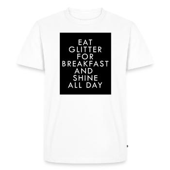 Je mange des paillettes pour le petit déjeuner Licorne - T-shirt Premium bio Homme - blanc - Devant - Nico (187cm)
