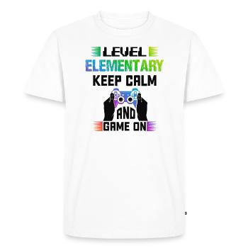 Niveau ÉLÉMENTAIRE garder son calme et jouer sur - T-shirt Premium bio Homme - blanc - Devant - Nico (187cm)