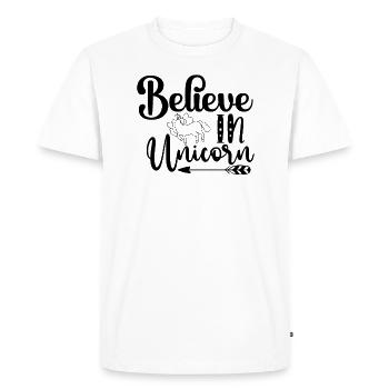 Croyance en la licorne Licorne - T-shirt Premium bio Homme - blanc - Devant - Nico (187cm)