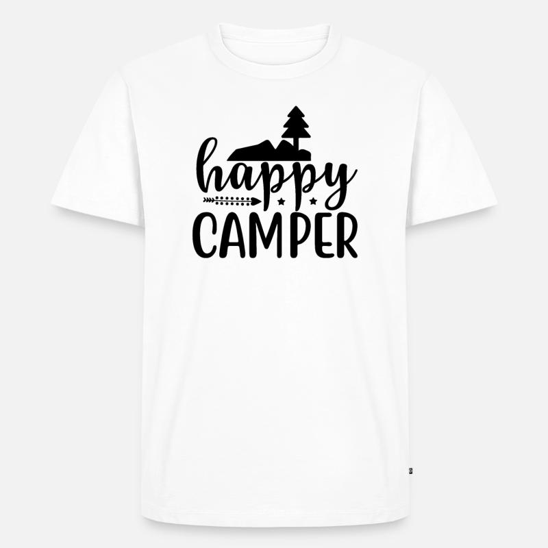 Glückliche Camper Wandershirt - Männer Premium Bio T-Shirt - Weiß