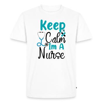 Keep Calm at A Nurse - Men's Premium Organic T-Shirt - white - Front - Nico (187cm)