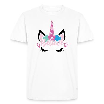 Croyance en la licorne Licorne - T-shirt Premium bio Homme - blanc - Devant - Nico (187cm)