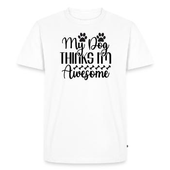 Mon chien pense que je suis génial - T-shirt Premium bio Homme - blanc - Devant - Nico (187cm)