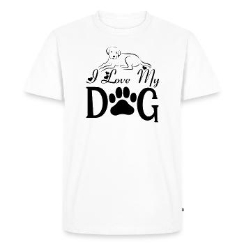 J’aime mon chien - T-shirt Premium bio Homme - blanc - Devant - Nico (187cm)