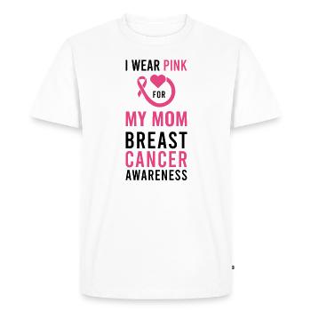 Je porte du rose pour ma mère - T-shirt Premium bio Homme - blanc - Devant - Nico (187cm)