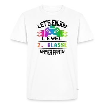 Level 2. CLASS keep calm and game on - Men's Premium Organic T-Shirt - white - Front - Nico (187cm)