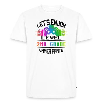 Niveau 2ND GRADE restez calme et jouez - T-shirt Premium bio Homme - blanc - Devant - Nico (187cm)