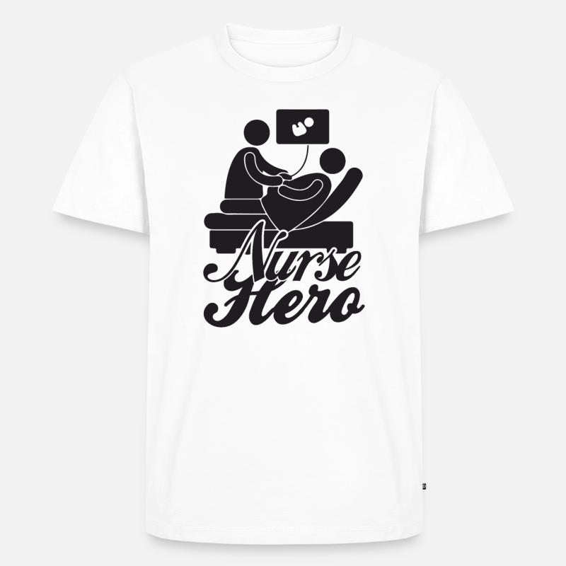 Krankenschwester Held - Männer Premium Bio T-Shirt - Weiß