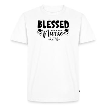 Infirmière bénie - T-shirt Premium bio Homme - blanc - Devant - Nico (187cm)