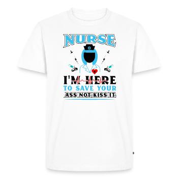 Infirmière ici pour vous aider - T-shirt Premium bio Homme - blanc - Devant - Nico (187cm)